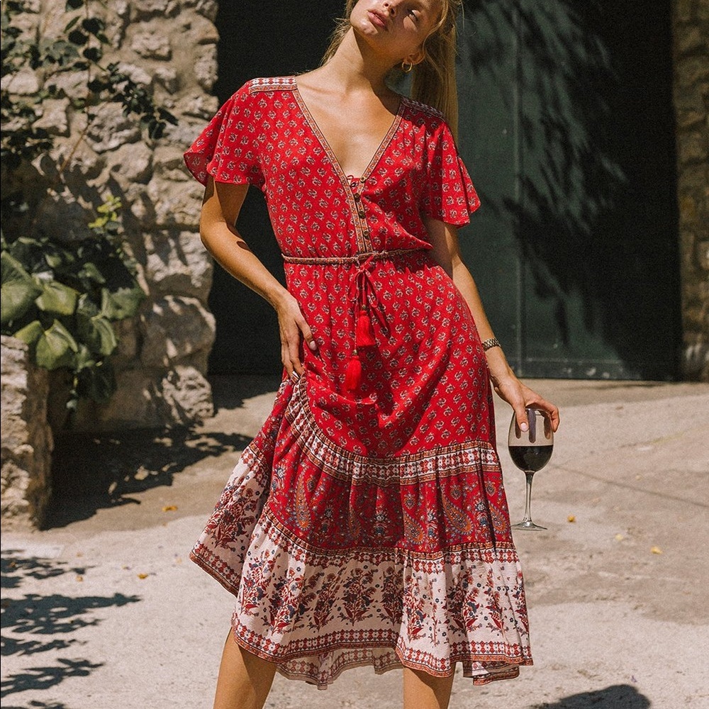Arnhem Serafina Dress in Crimson Skies